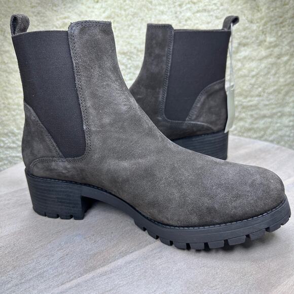 Joie Womens Size 9 Chelsea Army Boots Green Pull On Suede Lug Ankle Boots New - Picture 1 of 13